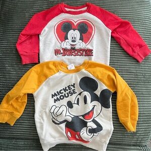 Disney Jr. Bundle: 2 Mickey Mouse Crewneck Sweatshirts | Red/Yellow | Size 3T